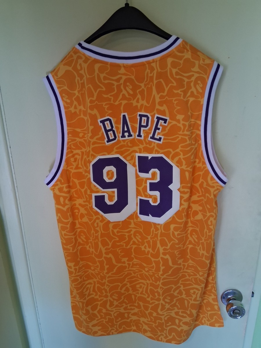BAPE X M&N NBA Los Angeles Lakers Swingman Jersey Yellow 1l73-108