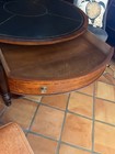 42” Wide  Round Mahogany Card Table, Black Leather Top, 1 Drawer and 8 shelves — photo 6