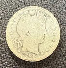 1898 S Barber Quarter 90% Silver KM 114 Album-toned 128 year old coin-Free Ship