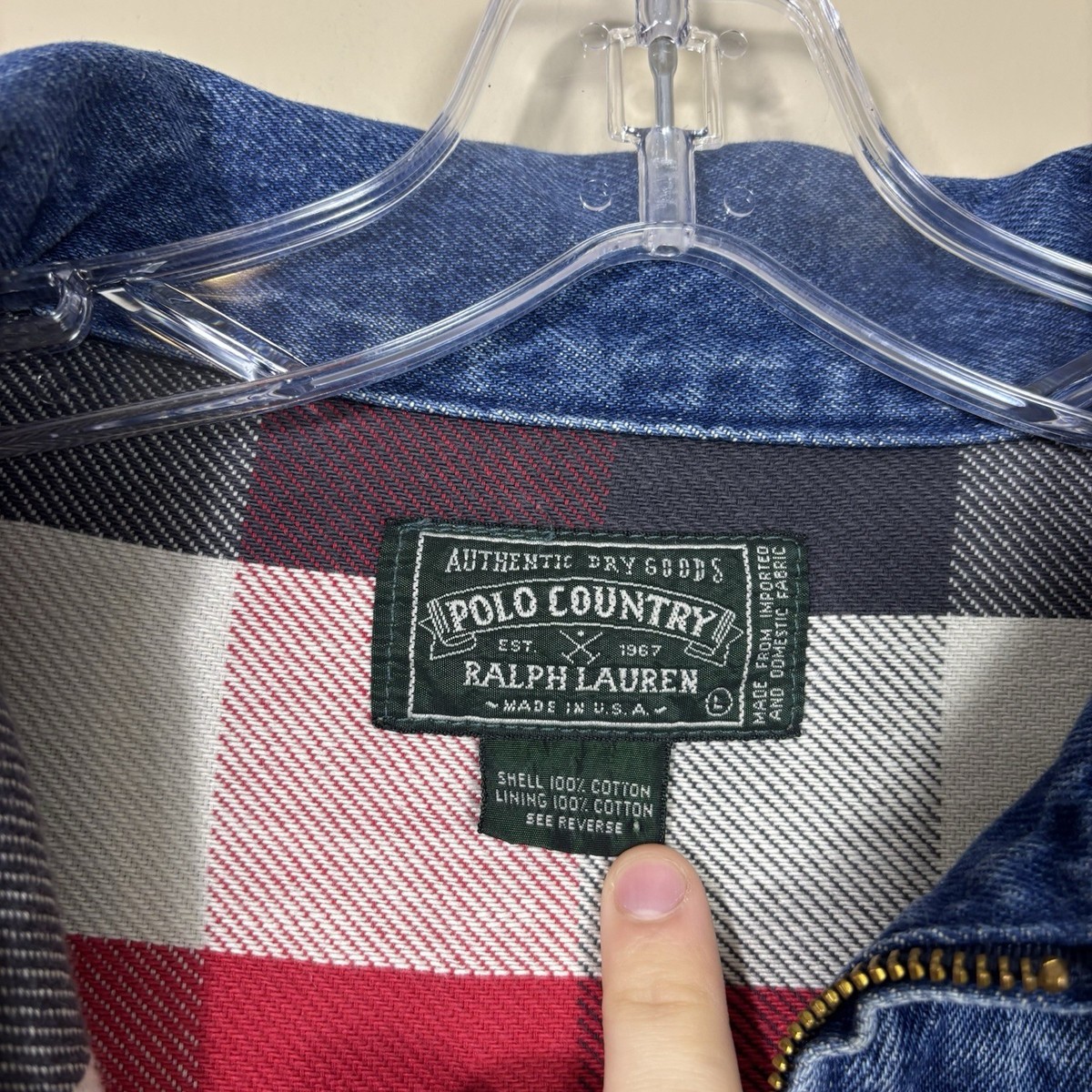 Vintage Polo Country Ralph Lauren Denim Jacket Mens Large 90s