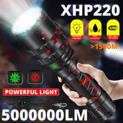 50000000LM High Power LED Flashlight USB Camping Lanterna Waterproof SelfDefence