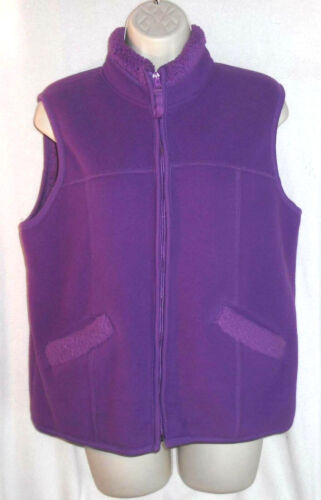 COLDWATER CREEK vest sz M zipper front Faux Sherpa lined Fleece Purple