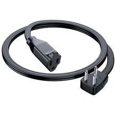 Black Extension Cord 1 Foot Heavy Duty 14 AWG Flat 3-Prong Power Cable UL