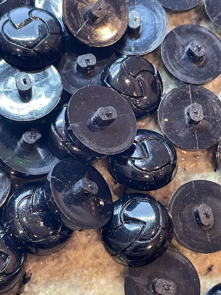 6pcs X 20mm Black Round Shank Buttons Half Dome Leather Tuff Style Shiny Finish - Image 2 of 4