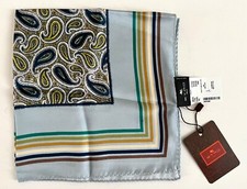 NWT ETRO Men  s Light Blue Paisley Silk Pocket Square Scarf 170