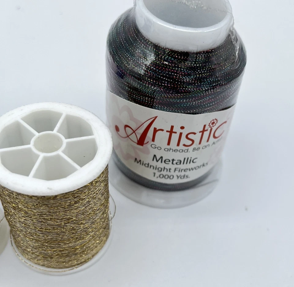 Metallic Embroidery Thread Lot Of 4 Artistic Robison-Anton 1000 Yd pearlessence - Image 3 of 4