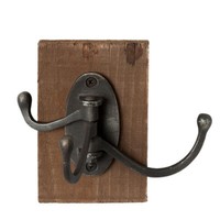 Rustikaler Wandhaken Holz & Gusseisen Braun | Vintage Hakenleiste Garderobe Deko