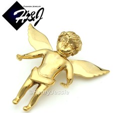 MEN WOMEN Stainless Steel Gold Plated Little ANGEL 3D Charm Pendant GP48