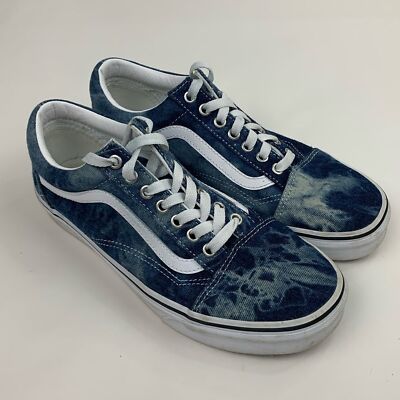 Vans Denim Blue acid wash lace up sneakers Size (Mens 8) Blue White 