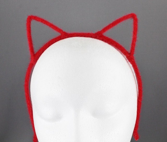 Red cat ears headband furry kitten hair band accessory cosplay cats ear