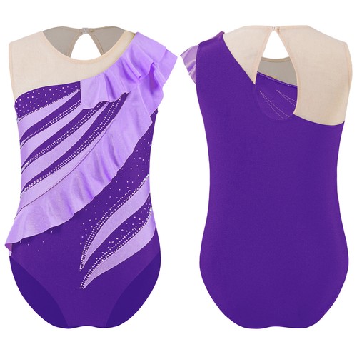 Kids Girls Rompers Ballroom Bodysuit Gym Leotard Training Unitard Sleeveless - Picture 25 of 53