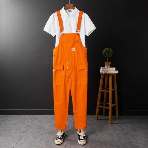 Men Loose Overalls Jumpsuit Bib Pants Coverall Romper Straight-leg Trouser New - Picture 35 of 39