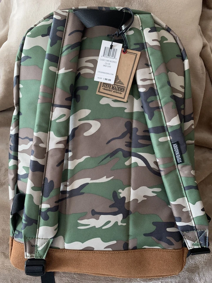 Mochila Steve Madden Unisex Camuflada Oliva Bolsillos Escolares Cremallera Foto 2 de 4