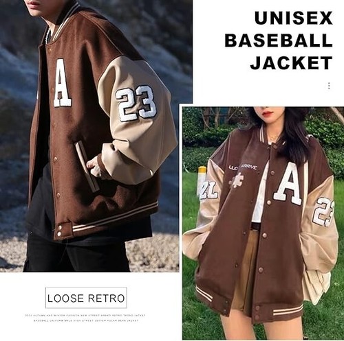 Men Varsity College Jacket Baseball Bomber Jacket Vintage Sweatshirt Casual Coat - Picture 3 of 33