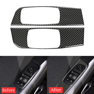 Carbon Fiber Door Window Lift Switch Cover Fit For Dodge Challenger 2015-2021