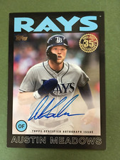 2021 Topps Update Austin Meadows RC 1986 Topps Auto Card Black 190/199 Rays