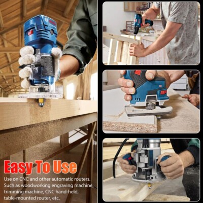 2-Pack 1-1/2\" Flush Trim Router Bits - 1/4\" Shank, Top & Bottom Bearing, Woodworking