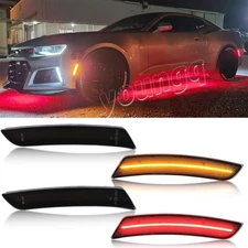 LED Side Marker Lights Amber & Red Lamp for Chevy Camaro LS LT SS ZL1 2016-2022