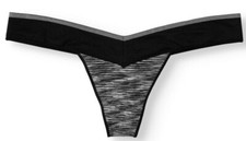 No Boundaries Women's Seamless V-Thong Panties Size X-LARGE 8 Black Space Dye