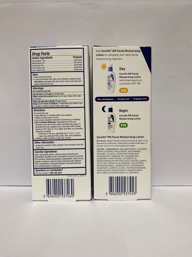 CeraVe Set PM/AM Facial Moisturizing Lotion Ultra Lighweight Brand New - Picture 2 of 7