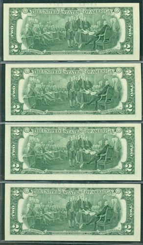 $2.00 FRN - Filadelfia, 2003A, fr. #1938C, conjunto de 4 números de serie consecutivos - Imagen 2 de 2