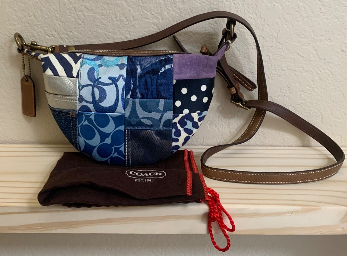 Coach Signature Multicolor Patchwork Denim - Leather - Suede