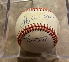 DUAL SIGNED HANK AARON, WILLIE MAYS AUTO ROML BASEBALL w/ COA Auto W. White