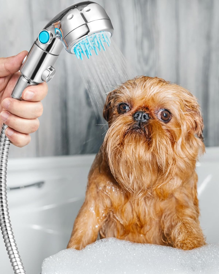 Dog Shower Attachment, Dog Washing Hose Attachment with Diverter Valve