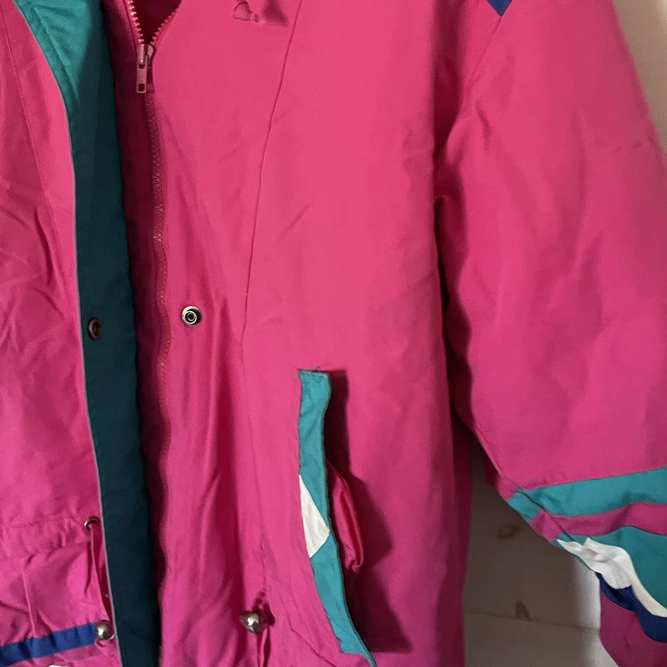 Chaqueta acolchada Clipper Mist de colección años 80 abrigo de invierno para mujer pequeña rosa frambuesa Foto 4 de 4