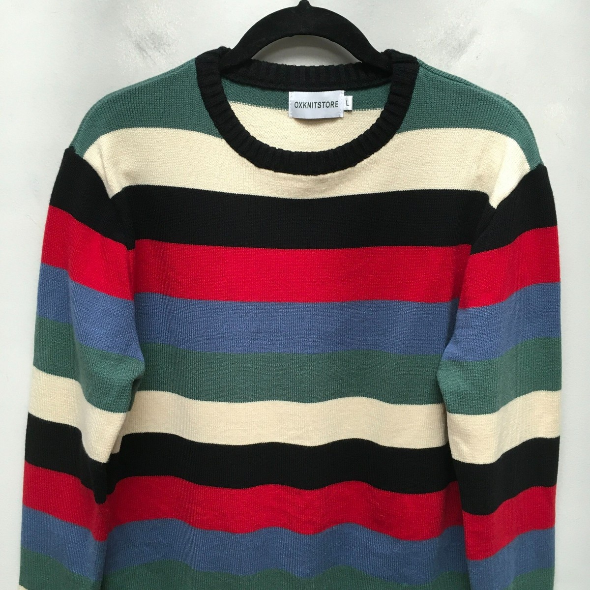 【BAON】[unisex] Rokko Mix Stripe Knit Long Sleeve Tee ZESICA Women's Fall Long Sleeve Crew Neck Striped Color