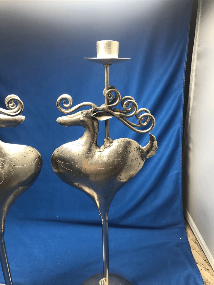 Happy Canyon Flowers Deer Heart 蜡烛架 银色 金银丝角和 en — 第 3/4 张图片