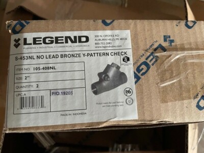 Legend S-453NL NO LEAD BRONZE Y-PATTERN CHECK 2''1 Quantity Item No: 105-408