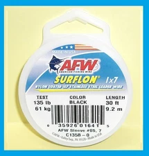 AFW SURFLON Black Coated 1x7 Stainless Wire 30' LENGTH NEW! PICK YOUR SIZE