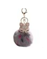 leomoste Cute Fox Keychain Soft Big Fluffy Ball Keyring Key Organizer Bag...