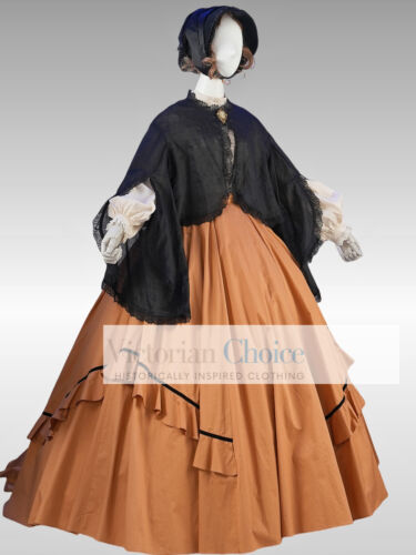 Victorian 19th Century 3PC Wrapper Dress w. Train Period Theater Clothing 2301 - Picture 3 of 8