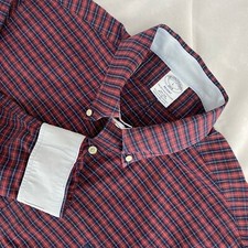 Brooks Brothers Regent Men's Blue Red Oxford Cotton Blue Flip Cuff Shirt