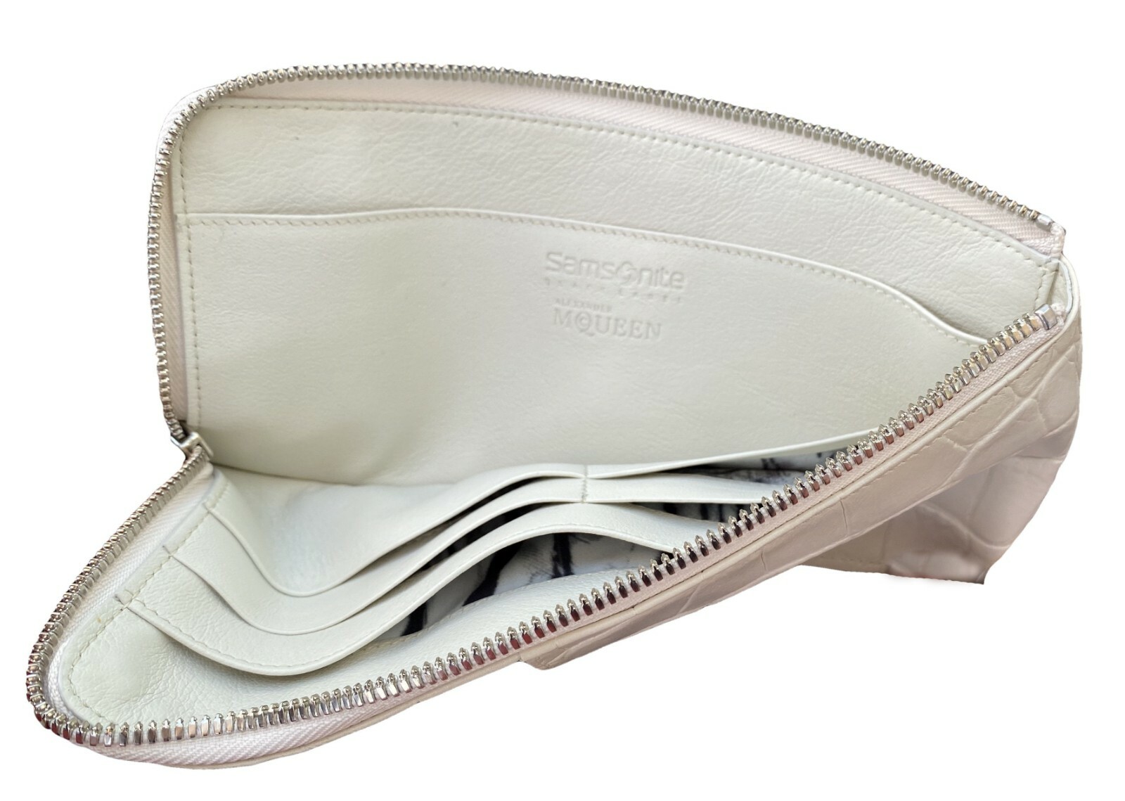 New SAMSONITE BLACK LABEL ALEXANDER McQUEEN Leather TRAVEL WALLET Ivory image 5