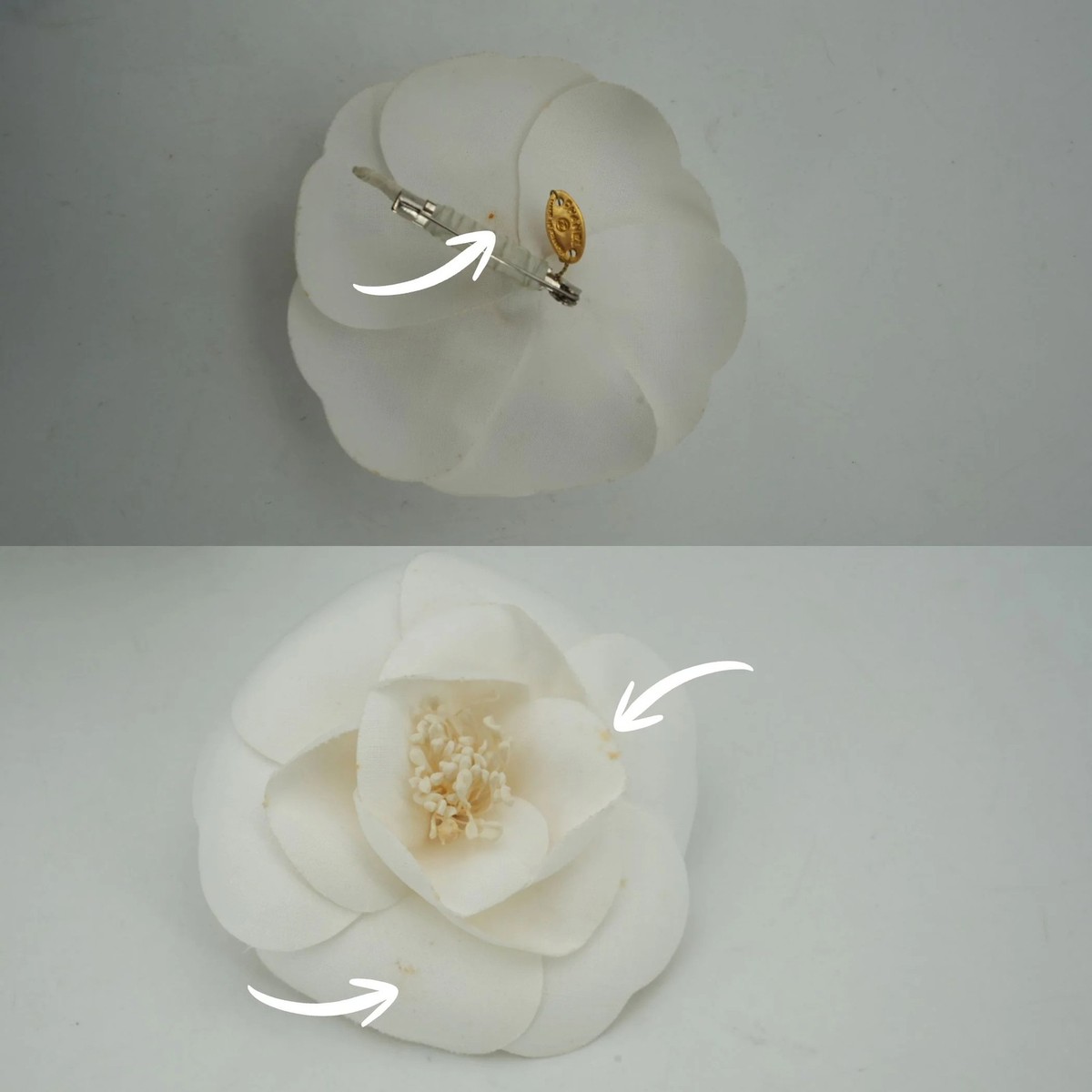Authentic Chanel Vintage Fabric White Flower Camelia Camellia