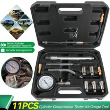 Cylinder Compression Tester Gas Engine Gauge Kit Tool Auto Car Motorcycle 11pcs