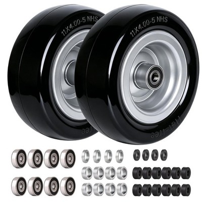 11x4.00-5 Flat Free Tires for Zero Turn Mower, Durable Bearings, 350lbs Load Cap
