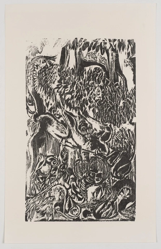 Abstraktes Urwaldstück. Dynamisches Gebilde, Holzschnitt Unbekannt (20.Jhd) - Bild 2 von 4