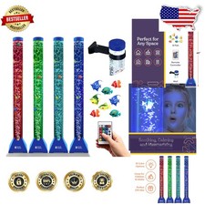 Sensory Fish Bubble Tube Lamp 16 Color LED Nightlight Remote Control 4ft Bedroom