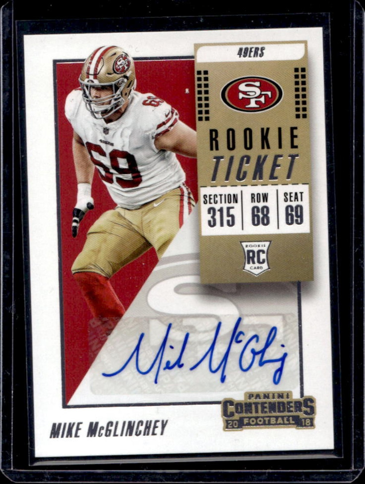 Mike McGlinchey Panini Contenders #329 Autograph-Rookie Ticket Orange