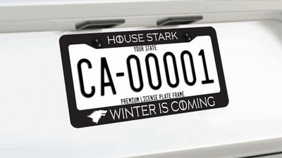 House Stark Winter Is Coming Game Of Thrones Glossy Black License Plate Frame