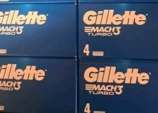Image of GENUINE 4 X PACK OF 4 GILLETTE MACH3 TURBO RAZOR - NEW & UNOPENED 