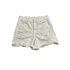 American Eagle Denim Shorts Womens 4 White Excellent Distressed Raw High Rise