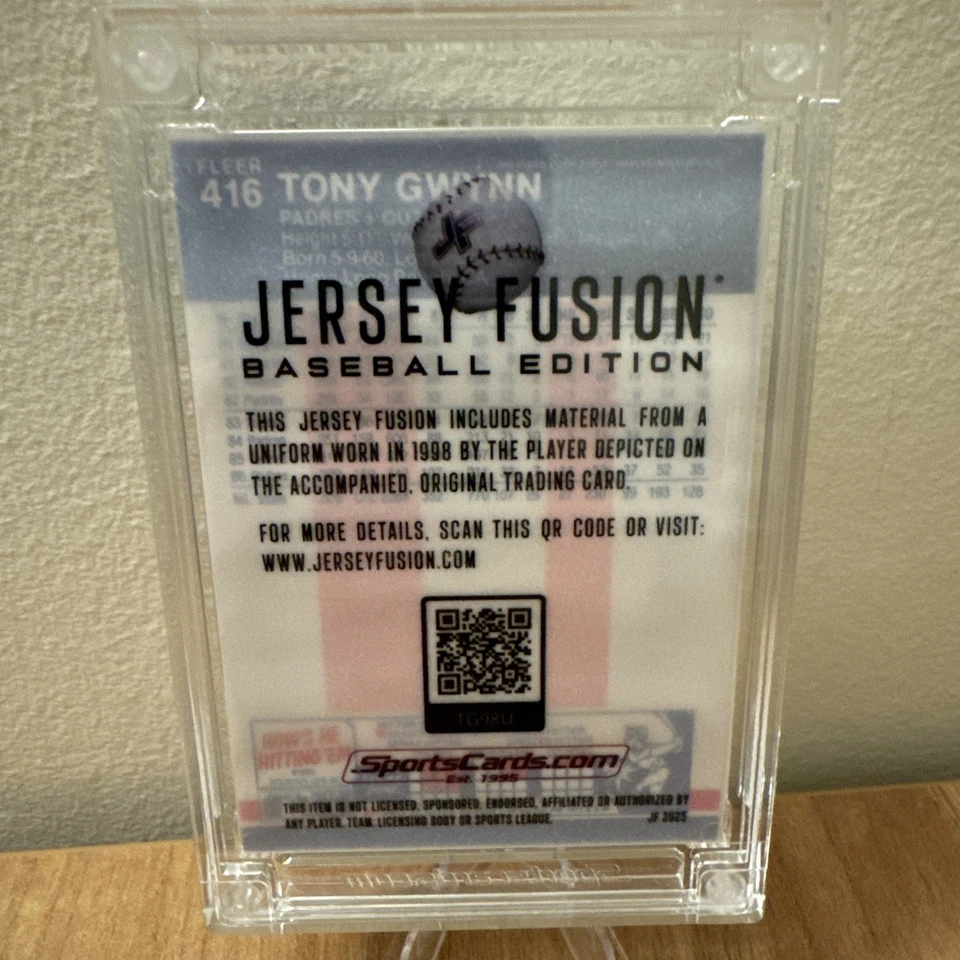 TONY GWYNN 2025 JERSEY FUSION GAME USED TRIPLE PATCH JERSEY 23/25 1999 BOWMAN - Image 2 of 3
