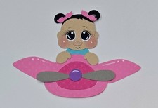 Plane Cute Baby Girl Black Hair. Scrapbook, Card Making Paper Piecing