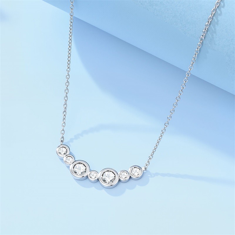 KUNSIR Sterling Silver Starry Bubble Necklace For Women Chokcer 17in Chain Gifts