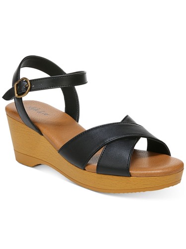 STYLE & COMPANY Womens Black Comfort Chloee Round Toe Wedge Buckle Sandals 10 M